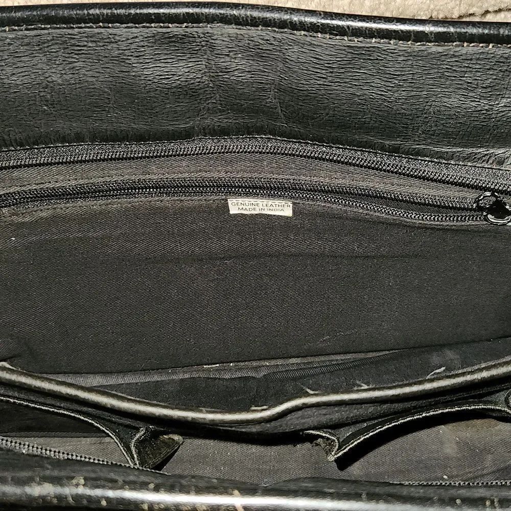 Vintage Black Leather Briefcase Bag - Picture 6 of 8